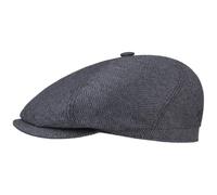 Stetson Milner Flatcap Herren Made in EU Hoher UV-Schutz Elegante Schiebermütze 100% Seide Baumwollfutter Sommer Winter grau-schwarz 58 cm