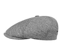 Stetson Milner Seiden Flatcap Herren - Made in EU - Hoher UV-Schutz - Elegante Schiebermütze aus 100% Seide - Moderne Schirmmütze mit Baumwollfutter für Männer - Sommer/Winter schwarz-weiß 56 cm