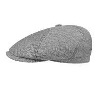 Stetson Milner Seiden Flatcap Schirmmütze Seidencap Schiebermütze Sommercap Damen/Herren - Made in The EU mit Schirm, Futter Frühling-Sommer Herbst-Winter - 62 cm schwarz-weiß