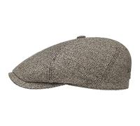 Stetson Milner Seiden Flatcap Schirmmütze Seidencap Schiebermütze Sommercap Damen/Herren - Made in The EU mit Schirm, Futter Frühling-Sommer Herbst-Winter - 55 cm beige-schwarz
