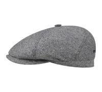 Stetson Milner Seiden Flatcap Schirmmütze Seidencap Schiebermütze Sommercap Damen/Herren - Made in The EU mit Schirm, Futter Frühling-Sommer Herbst-Winter - 57 cm blau-beige