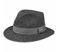 Stetson Nark Traveller Strohhut Toyo-Stroh mehrfarbiges Ripsband Damen Herren Frühling Sommer anthrazit-schwarz XL (60-61 cm)
