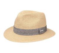 Stetson luftiger Traveller Strohhut im Fischgrat-Design Braun gemustert, 63/XXL