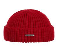 Stetson Nashville Strick Dockercap Herren - One Size (54-60 cm) - Aus 100% Merinowolle - Hergestellt in Italien - Rippstrickmütze aus Wolle - Herrenmütze Herbst/Winter rot One Size