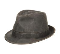 Stetson Trilby mit UV-Schutz 40+ im Leder-Vintage-Look Mittelbraun, 57/M