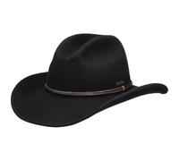 Stetson Oklahoma Western Wollhut Westernhut Cowboyhut Wollfilzhut Filzhut Herren - mit Lederband Herbst-Winter Herbst Winter - XL (60-61 cm) schwarz