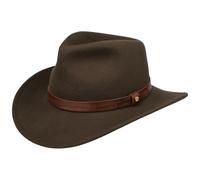 Stetson Oklahoma Wollfilz Westernhut Herren 100% wasserabweisender Filz Asahi Guard ultraleichter knautschbarer Hut mit Feder Lederband Sommer Winter