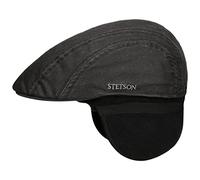 Stetson Ivy Cap CO/PE EF Längsteilige Flatcap mit Ohrenklappen, Schwarz (1) 56-57 cm (M)