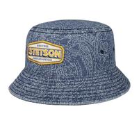 Stetson Paisley Logo Bucket Baumwollhut Stoffhut Fischerhut Sommerhut Sonnenhut Damen/Herren - Frühling-Sommer Sommer - M (56-57 cm) blau