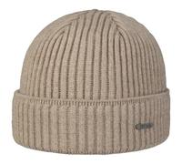 Stetson Parkman Mütze - Strickmütze Damen/Herren - Wintermütze aus 100% Merinowolle - Made in The EU - One Size 54-62 cm Umschlagmütze - Wollmütze Herbst/Winter - Rippmütze beige-meliert One Size