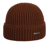Stetson Parkman Mütze Strickmütze Umschlagmütze Rippmütze Damen Herren Made in EU Herbst Winter 100% Merinowolle rost One Size