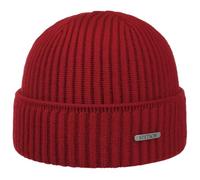 Stetson Parkman Mütze Strickmütze Umschlagmütze Rippmütze Damen Herren Made in EU Herbst Winter 100% Merinowolle rot One Size