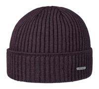 Stetson Parkman Mütze Strickmütze Umschlagmütze Rippmütze Damen Herren Made in EU Herbst Winter 100% Merinowolle lila One Size
