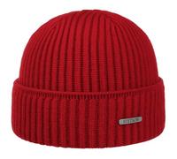 Stetson Parkman Mütze - Strickmütze Damen/Herren - Wintermütze aus 100% Merinowolle - Made in The EU - One Size 54-62 cm Umschlagmütze - Wollmütze Herbst/Winter - Rippmütze rot One Size