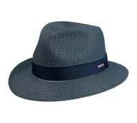 Stetson Pavelo Traveller Strohhut meliert Stoffgarniturband Herren Frühling Sommer dunkelblau L (58-59 cm)