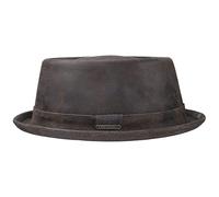 Stetson Pennsylvania Pigskin Porkpie Hut Ledergarniturband Herren Sommer Winter braun M (56-57 cm)