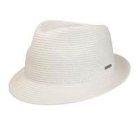 Stetson Plain Toyo Trilby Strohhut Unifarbener Klassischer Hut UV-Schutz 40+ Damen Herren Frühling Sommer weiß M (56-57 cm)
