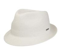 Stetson Plain Toyo Trilby Strohhut Unifarbener Klassischer Hut UV-Schutz 40+ Damen Herren Frühling Sommer weiß L (58-59 cm)