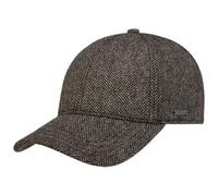 Stetson Plano Wool Cap Herren Baseballcap Schirmunterseite Leder Herringbone Design Baumwollfutter Herbst Winter Dunkelbraun M (56-57 cm)