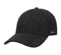 Stetson Plano Wool Cap Herren - Baseballcap mit Schirmunterseite aus Leder- Herrencap Herringbone Design - Kappe mit Baumwollfutter - Basecap Herbst/Winter - Wintercap anthrazit S (54-55 cm)