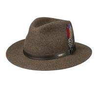 Stetson Powell Traveller Herrenhut Filzhut für Herren Wollfilzhut mit Lederband Sommer Winter (XL (60-61 cm) - braun)