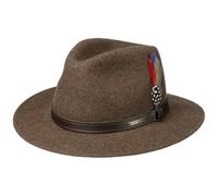 Stetson Powell Traveller Herrenhut Filzhut für Herren Wollfilzhut mit Lederband Sommer Winter (XXL (62-63 cm) - braun)