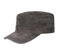 Stetson Raymore Pigskin Armycap - Military Urban Cap Herren/Damen - Sommercap aus Leder - One Size 55-61 cm - Ledercap Frühjahr/Sommer - Schirmmütze braun-schwarz One Size