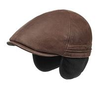 Stetson Redding Earflap Flatcap Ledercap mit Fleecefutter Herren Herbst Winter braun XXL (62-63 cm)