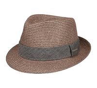Stetson Reidton Toyo Trilby Strohhut Herren - Melierter Hut mit Garniturband - Sonnenhut aus Toyo-Stroh - Herrenhut - Sommerhut Frühjahr/Sommer - Trilbyhut Altrosa S (54-55 cm)