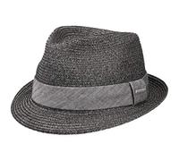 Stetson Reidton Trilby Strohhut Toyo meliert Garniturband Damen und Herren Frühling Sommer anthrazit XXL (62-63 cm)