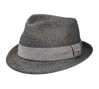 Stetson luftiger Trilby Toyo Strohhut mit Garniturband im Fischgrat-Design Schwarz gemustert, 59/L
