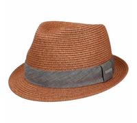 Stetson Reidton Trilby Strohhut Toyo meliert Garniturband Damen und Herren Frühling Sommer rost M (56-57 cm)