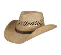 Stetson Rifterson Raffiahut Naturfarbener Westernhut Garniturband Strohhut Geschmücktes Ripsband Herren Frühjahr Sommer Natur S (54-55 cm)