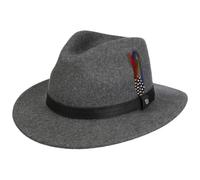 Stetson Rincova Traveller Wollhut Unifarbener Outdoor-Filzhut mit Ledergarniturband Made in USA Herren Herbst Winter grau-meliert 57 cm