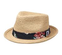Stetson Risola Crochet Player Strohhut Naturfarbener Hut Geblümtes Ripsband Damen Frühjahr Sommer Natur M (56-57 cm)