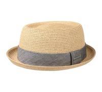 Stetson Robstown Toyo Pork Pie Strohhut meliert UV Schutz 40 Damen Herren Frühling Sommer Natur M (56-57 cm)