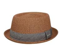 Stetson Robstown Toyo Pork Pie Strohhut meliert UV Schutz 40 Damen Herren Frühling Sommer rost L (58-59 cm)