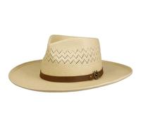 Stetson Salcott Outdoor Toyo Strohhut Sonnenhut Sommerhut Westernhut Cowboyhut Damen/Herren - mit Lederband Frühling-Sommer - L (58-59 cm) Natur