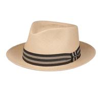 Stetson Sanvito Panamahut Player-Hut Naturfarbener Hut mit gestreiftem Ripsband UV-Schutz 40 Damen Herren Frühjahr Sommer Natur L (58-59 cm)