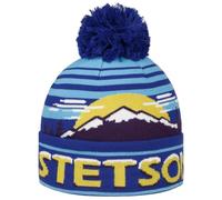 Stetson Snowy Mountains Beanie Strickmütze Bommel blau-gelb One Size