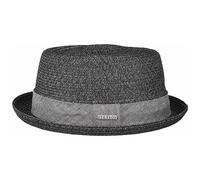 Stetson H-Stroh-Modisch Pork Pie Toyo Schwarz gemustert, 59/L