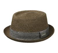 Stetson Strohhut Pork Pie Robstown Toyo Sonnenhut Damen Herren Strandhut Fedora Hut aus Toyo-Stroh Sonnenschutz 40 Frühjahr Sommer braun S (54-55 cm)