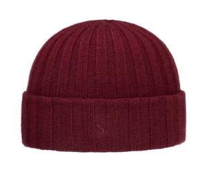 Stetson Surth Kaschmir Wintermütze - hochwertige Wollmütze Damen/Herren - Strickmütze aus 100% Kaschmirwolle - Einheitsgröße 55-60 cm - unifarbene Umschlagmütze Herbst/Winter Bordeaux One Size