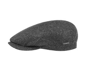 Stetson Taleco Schirmmütze Flatcap Uni einfarbig Made in EU Damen Herren Sommer Winter anthrazit 56 cm