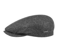 Stetson Taleco Wool Flatcap Newsboy Cap Mit Schurwolle und Leinen Gefüttert mit Baumwolle Herren Made in EU Frühjahr Sommer anthrazit 58 cm
