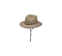 Stetson Baumwoll Traveller Fischerhut mit Kinnband und extrabreiter Krempe Mittelbraun, 59/L