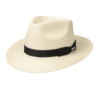 Stetson Telida Toyo Bogarthut Damen/Herren - Sonnenhut aus Toyo-Stroh - Strohhut mit Futterband - Fedora mit Ripsband - Sommerhut in Bogart-Form Frühjahr/Sommer Natur XL (60-61 cm)