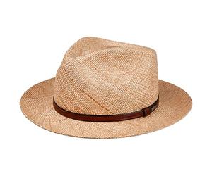 Stetson Tentova Fedora Strohhut Damen/Herren - Strandhut aus 100% Stroh - Travellerhut mit Ledergarniturband - Frühjahr/Sommer Natur M (56-57 cm)