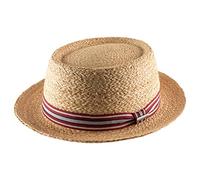 Stetson Terlaco Pork Pie Raffia Hut Herren Damen Hut aus 100% Stroh Garniturband UV-Schutzfaktor 40+ Frühjahr Sommer Natur L (58-59 cm)