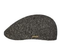 Stetson Texas Donegal Wool Flatcap Herren Made in EU Gefütterte Schirmmütze aus Baumwolle Melierte Tweed Schiebermütze Herbst Winter anthrazit-beige 63 cm